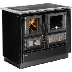 Festbrennstoffherd Rustico-90 2.0 Schwarz rechts^Justus Discount