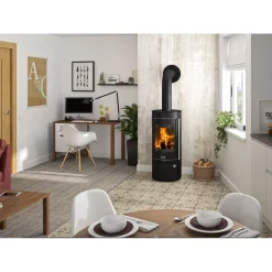 Kaminofen Mino Top 2.0 mit Abdeckplatte Stahl Schwarz*Justus Discount