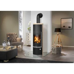 Kaminofen Faro Aqua 2.0 SandsteinKorpus Stahl Schwarz*Justus Best