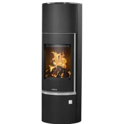 Justus Kaminofen Faro W+ 2.0 Stahl Schwarz mitAbdeckplatte Glas