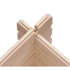 Karibu Blockbohlenhaus Bastrup 3 naturbelassen mit Anbaudach und Seiten