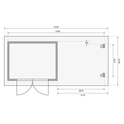 Karibu Blockbohlenhaus Bastrup 3 naturbelassen mit Anbaudach und Seiten