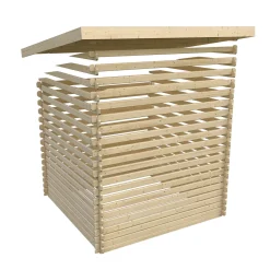 Karibu Blockbohlenhaus Bastrup 3 naturbelassen mit Anbaudach und Seiten