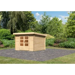 Blockbohlenhaus Emscher 5 297 x 297 cm naturbelassen*Karibu Discount