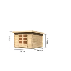 Blockbohlenhaus Emscher 5 297 x 297 cm naturbelassen*Karibu Discount