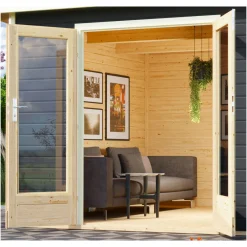 Blockbohlenhaus Radeburg 1 terragrau^Karibu Outlet