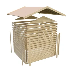 Karibu Blockbohlenhaus Rhein 2 186 x 186 cm terragrau