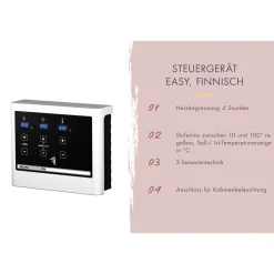 Karibu Saunahaus- Set „Mikka“ terragrau mit Ofen 9 kW ext. Steuerung