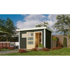 Saunahaus Skrollan 1 terragrau^Karibu Discount