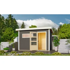 Saunahaus Skrollan 1 terragrau^Karibu Discount