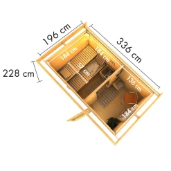 Saunahaus Skrollan 1 terragrau^Karibu Discount