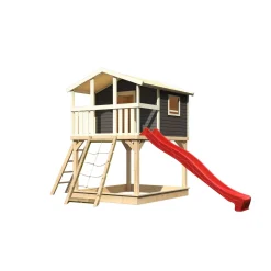 Stelzenhaus Benjamin natur inkl Rutsche rot und Netzrampe^Karibu Best
