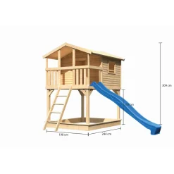 Stelzenhaus Benjamin naturbelassen inkl Rutsche blau*Karibu Best