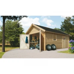 Blockbohlengarage 40 mm*Karibu Discount