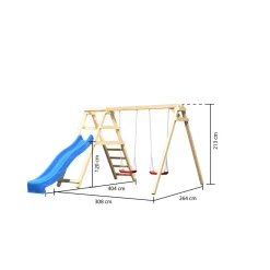 Doppelschaukel Felix mit Klettergerüst und Rutsche^Karibu Clearance