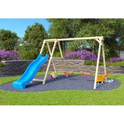 Doppelschaukel Felix mit Klettergerüst und Rutsche^Karibu Clearance