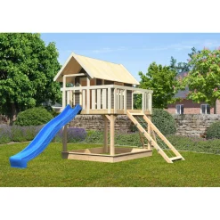 Karibu Fidel inklusive Rampe terragrau Rutsche blau