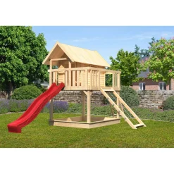 Karibu Fidel inklusive Rampe naturbelassen Rutsche rot