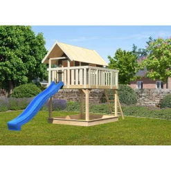 Fidel und Rutsche terragrau Rutsche blau*Karibu Discount