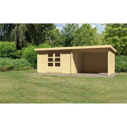 Gartenhaus Bastrup mit Schleppdach 300 cm und Seiten-/Rückwand naturbelassen 357 x 297 x 222 cm*Karibu Discount