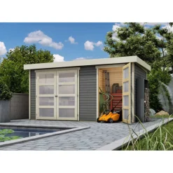 Karibu Gartenhaus Muehlentrup terragrau