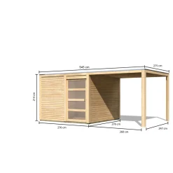 Gartenhaus Qubic 2 mit Anbaudach naturbelassen^Karibu Online
