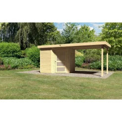 Karibu Gartenhaus Schwandorf 3/5 mit Anbaudach 260 cm 213 x 217 x 218 cm braun