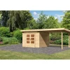 Gartenhaus-Set Kandem 6 mit Anbaudach 2,95 m naturbelassen^Karibu Hot