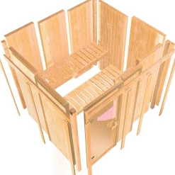 Karibu Sauna Titania 4 Fronteinstieg 9 kW Ofen externe Strg kein Kranz Energiespartür