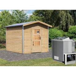 Saunahaus Bosse 1 38 mm 9 kW Bio Ofen externe Strg moderne Tür^Karibu Sale