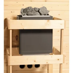 Karibu Saunahaus Hygge 38 mm ohne Ofen Klarglas-Tür