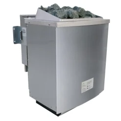 Saunahaus Hygge 38 mm 9 kW Bio Ofen externe Strg Klarglas-Tür terragrau^Karibu Outlet