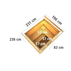Karibu Saunahaus Norge 38 mm 9 kW Ofen externe Strg moderne Tür