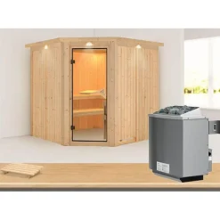 Systemsauna Jarin 68 mm 9 kW Ofen integr Strg mit Dachkranz^Karibu Clearance