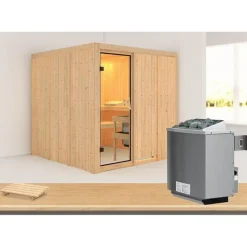 Karibu Systemsauna Rodin 68 mm 9 kW Ofen integr Strg ohne Dachkranz