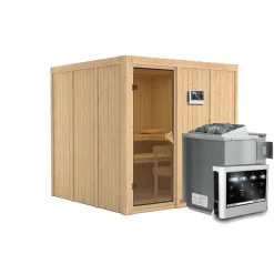 Systemsauna Rodin 68 mm 9 kW Ofen Bio externe Strg ohne Dachkranz^Karibu Hot