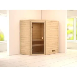 Karibu Systemsauna Svea Eckeinstieg ohne Kranz ohne Ofen