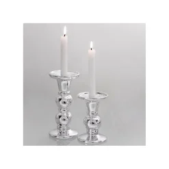 Kerzenhalter Keramik silber Spiegelglanz 9 x 13 cm^ Hot