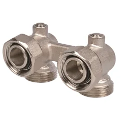 Kirchhoff MS Hahnblock 90 Grad vernickelt 3/4" Eurokonus x 3/4"IG Eckform