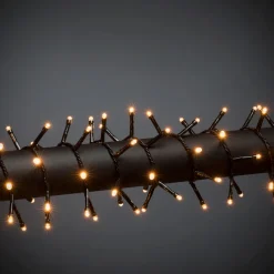 Micro LED Bueschellicherkette Cluster schwarz 30V Innentrafo 200 bernsteinfarbene Dioden^Konstsmide Hot