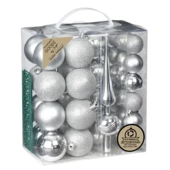 Kugelset 4 und 6cm mit Spitze Winter Silver