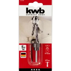 kwb Holzspiralbohrer-Set mit Aufstecksenker und Tiefenstop 3 teilig Durchmesser 5 mm