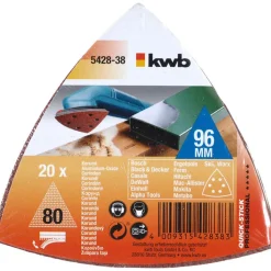 kwb Schleifdreiecke Quick Stick Holz und Metall 93 mm K80