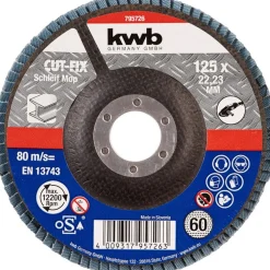 Schleifmop Cut Fix Lamellenschleifteller Metallbearbeitung Durchmesser 125 mm K60*kwb Clearance