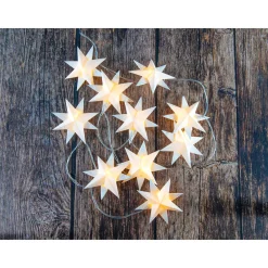 LED Kette 10 Sterne Papier weiss