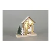 LED Winter Haus 18x5,5x17cm natur 5LED für 2AAA Holz