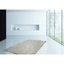 Lederteppich „Spark 410“, elfenbein/gold