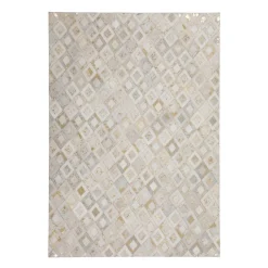 Lederteppich „Spark 110“, elfenbein/gold