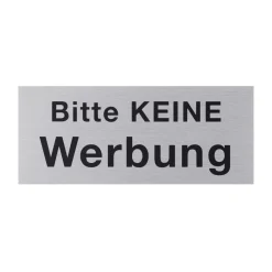 Hinweisschild Bitte keine Werbung Aluminium grau^Metafranc Clearance