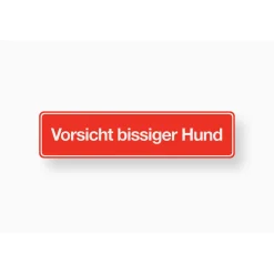 Hinweisschild bissiger Hund Kunststoff rot^Metafranc